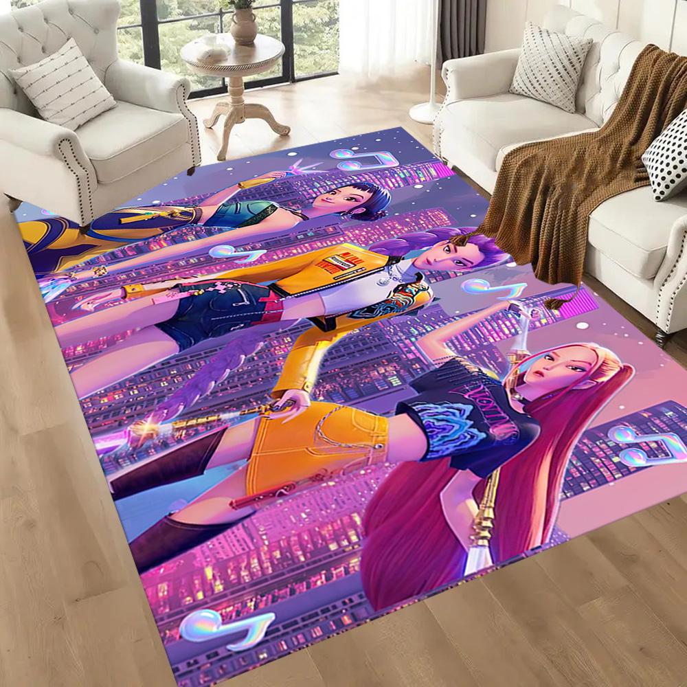 Golden K-pop Stars Square rugs are a great choice for living rooms, bedrooms, home décor, and as gifts.