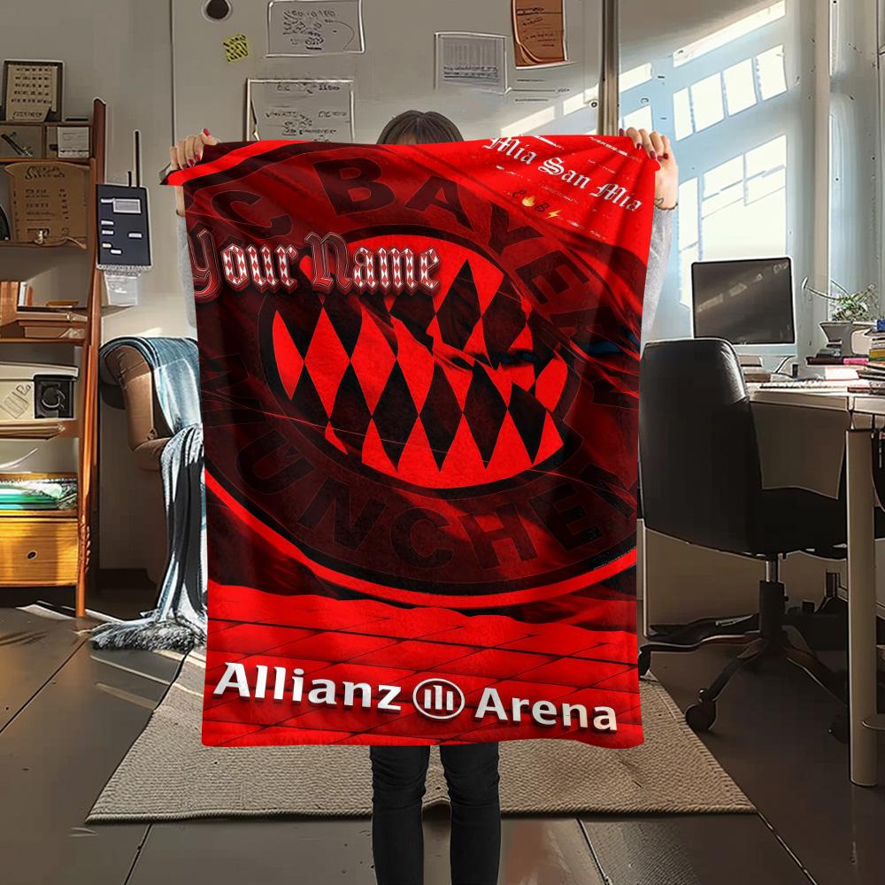 1PC Custom Name FC Bayern Munich Patterned Flannel Blanket Suitable For All Seasons for Home Decor Warmth and Comfort Gifts Holiday Present -HE56