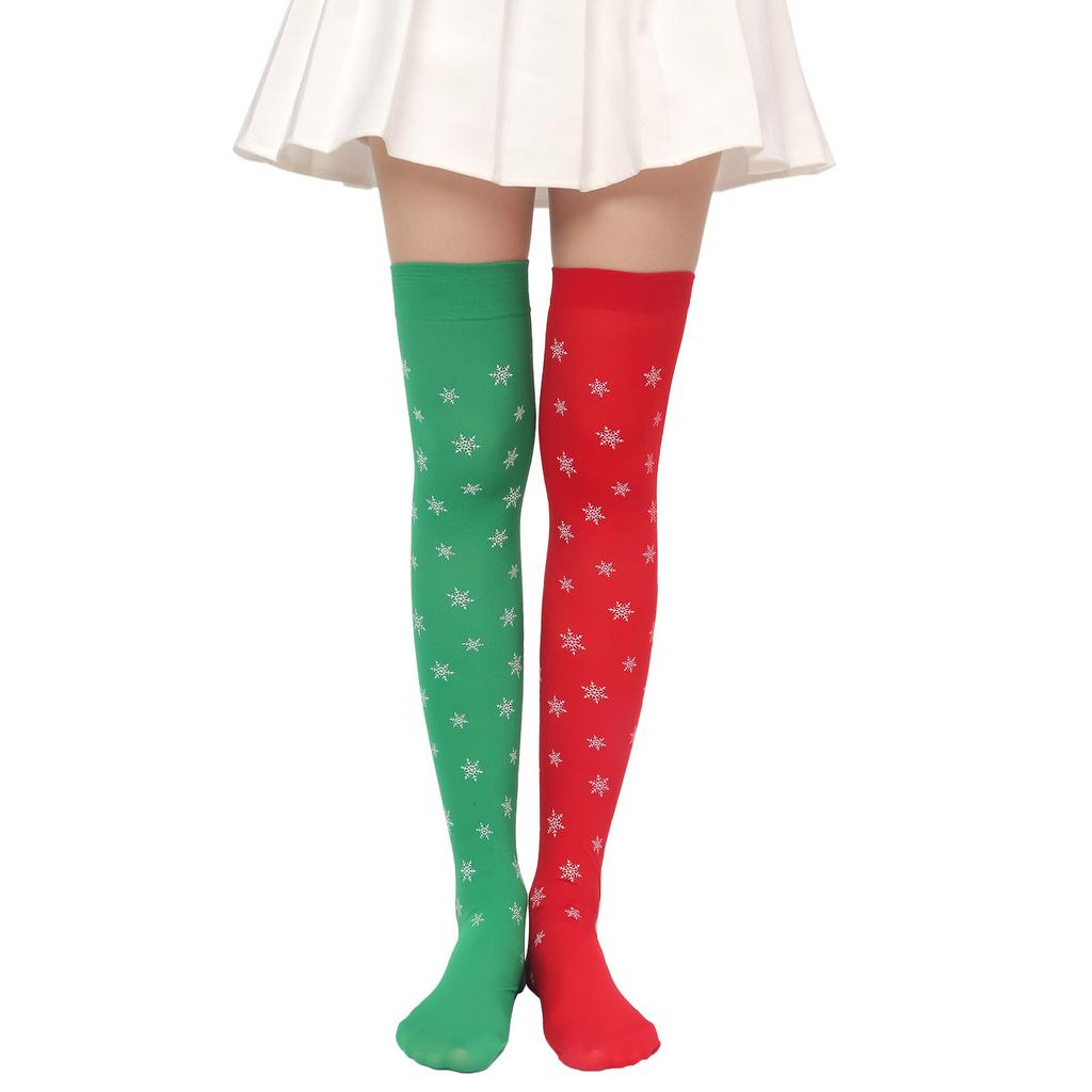 Women Cartoon 3D Plush Toy Striped Over Knee Long Socks Bowknot Thigh High Stockings for Christmas Cosplay Costume
