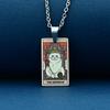 Stainless Steel Cat Tarot Card Necklace for Men Women Animal Divination Jewelry Accessory