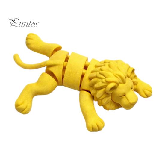Miniature Animal Collectibles 3D Printed Lying Lion Figurine with Movable Joints, Poseable Unique Home Entrance Decor Model for Desk Decoration,