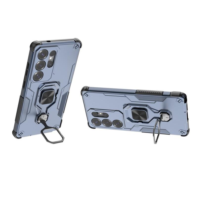 For Samsung Galaxy S25 Ultra Phone Case WANLONFENG PC TPU Back Cover Kickstand with Tempered Glass