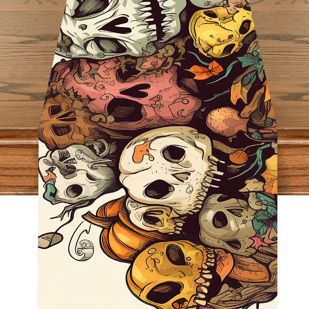 

Мексиканський день мертвих лляні доріжки Декор кухонного обіднього столу Дороги столу з цукровим черепом для декору їдальні