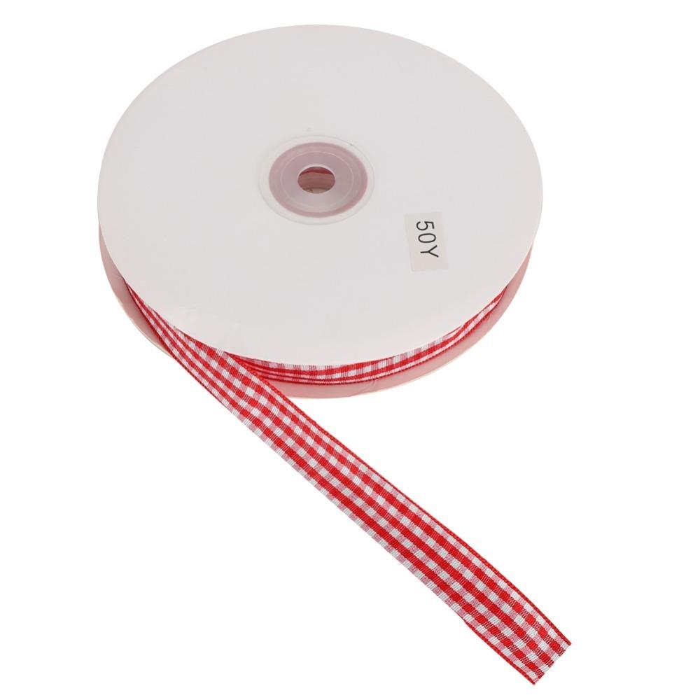 

1pcs 50 Yards Length Plaid Ribbon Red &Black Gingham Polyester Ribbon Checked Ribbon DIY Crafts красный