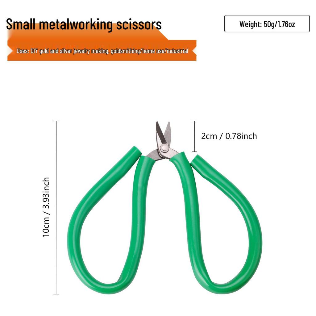 Gold Blade Green-Handled High-Carbon Steel Scissors - Sharp Industrial & Household Tool with Powerful Cut and Rubber Grip