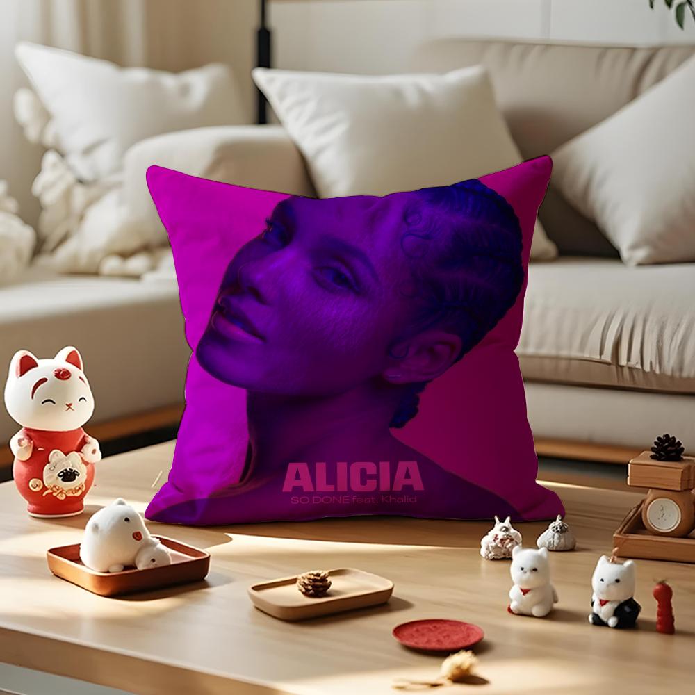 Alicia Keys Album Cushion Cover Anti-dustmite Pillowcase Invisible Zipper Silky Short Plush Sofa Cushion Cover