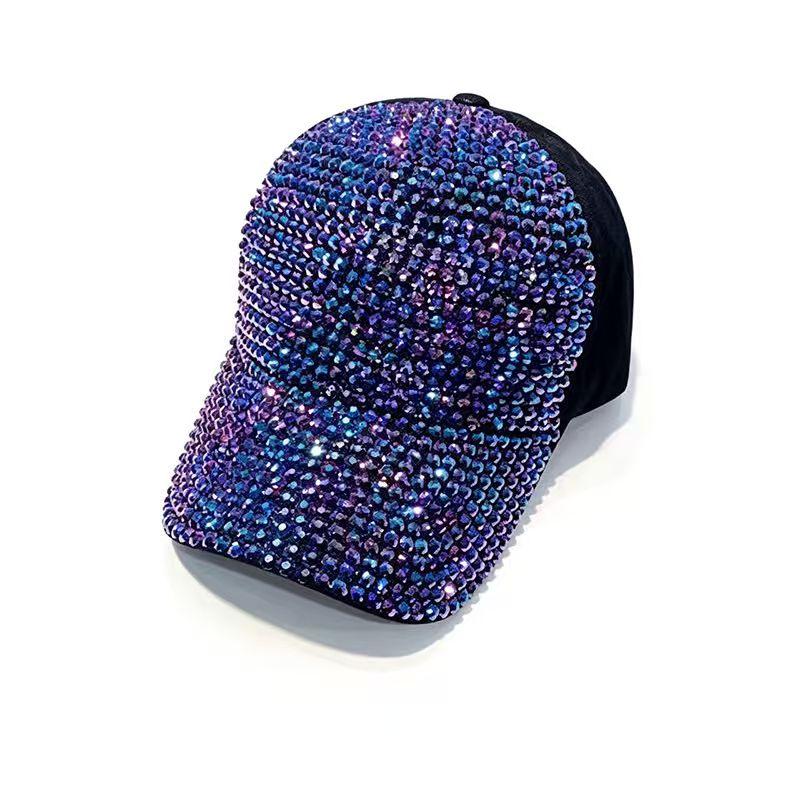 Adjustable Rhinestone Baseball Cap, Bling Sparkling Glitter Sun Hat for Women, Casual Outdoor Party Cap