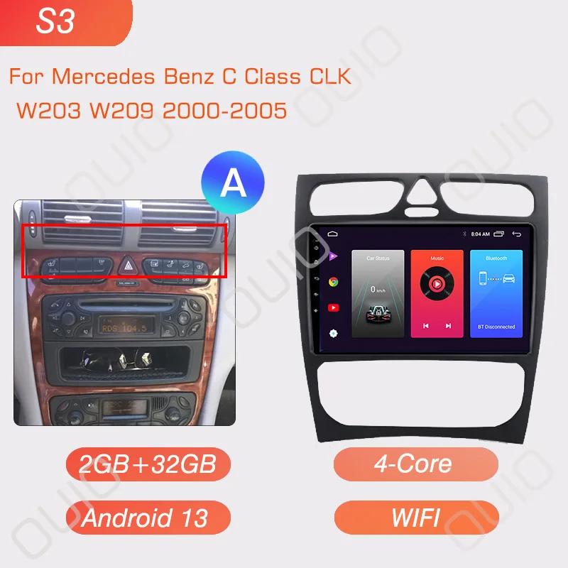 Android 13 Radio For Mercedes Benz C Class CLK W203 W209 2000-2005 Car Stereo Multimedia Player Carplay Auto GPS Navigation 2DIN
