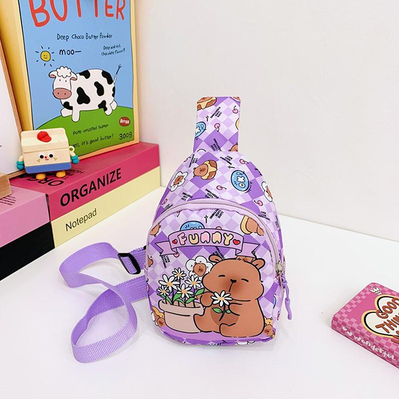 Милая сумка-кроссбоди с капибарой, Прекрасная мультяшная повседневная наплечная сумка, Нагрудные сумки, Многофункциональная сумка для хранения, Подарки для девочки, мальчика фиолетовый
