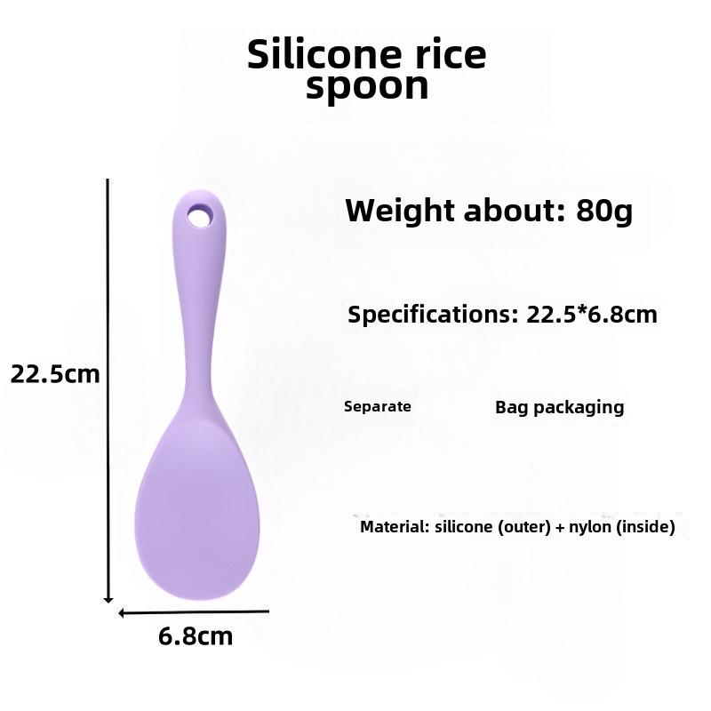 Cuillère à riz et spatule en silicone antiadhésif - Doux pour les casseroles, idéal pour remuer le riz - Ustensile de cuisine