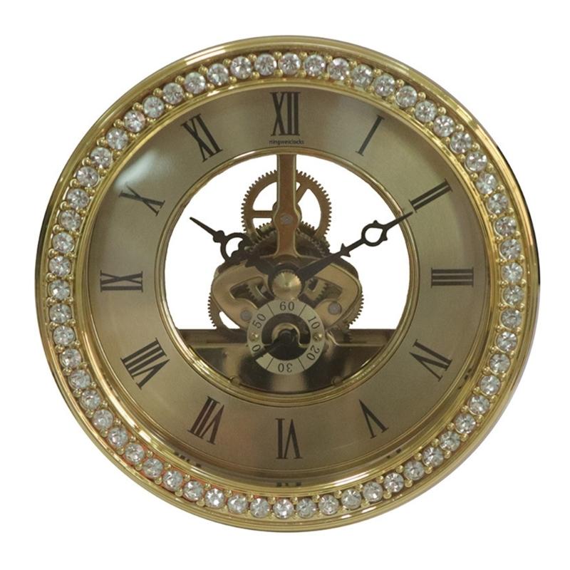 

Elegant Crystal Inlaid Transparent Clock Head Insert 116mm Diameter Quiet Movement Quartzs Clock Face for Home Decors золотой