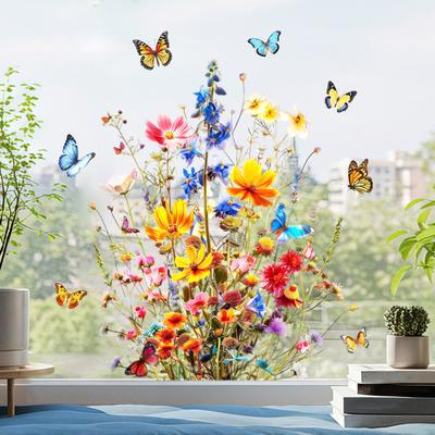 Fensteraufkleber Zweiseitiges Design Glasaufkleber Wasserdicht PVC Chrysanthemenmuster Aufkleber Heimwanddekoration