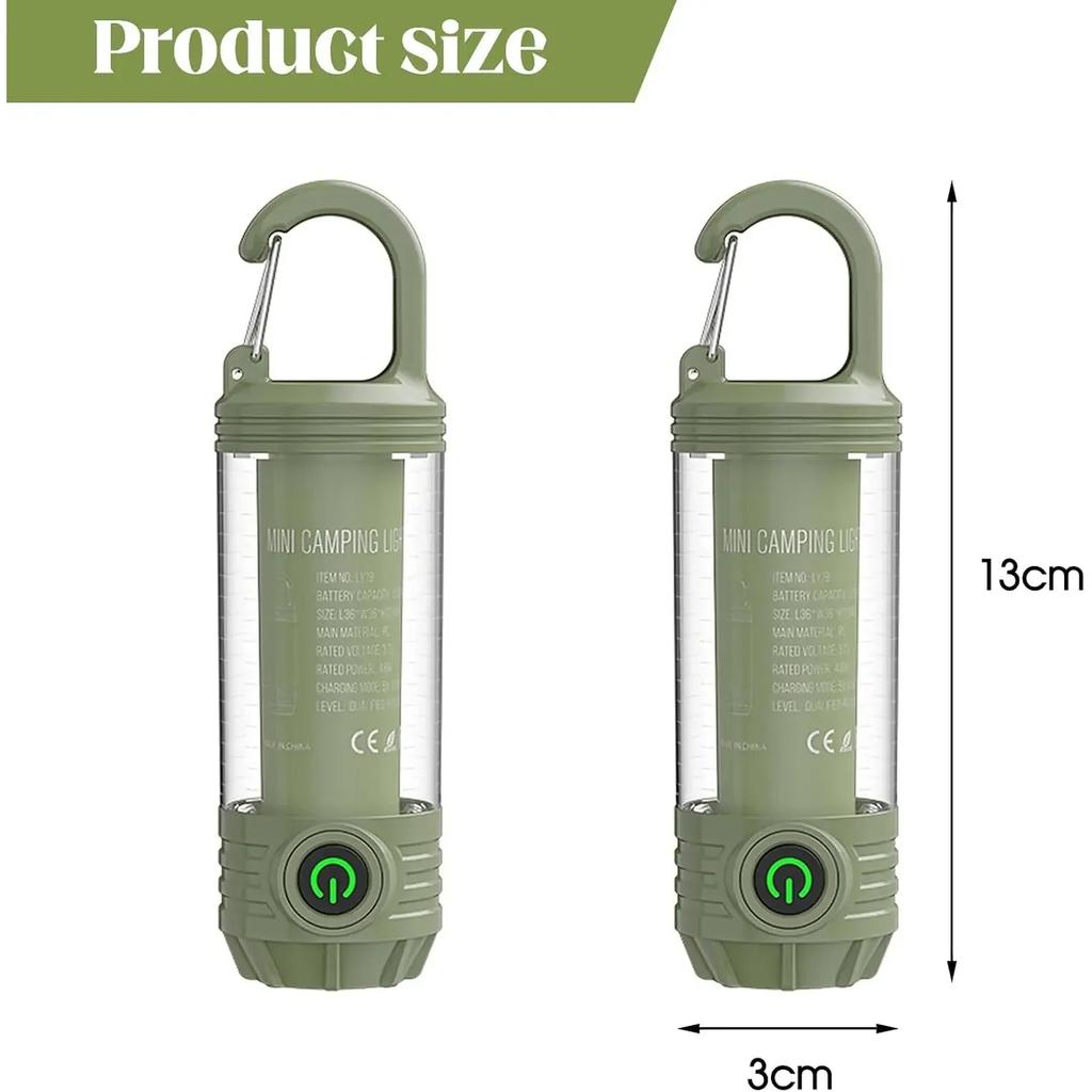 Rechargeable Flashlight Camping Lantern 6 Modes LED Mini Portable Keychain Tent Lamp Waterproof For Hiking Fishing Outdoor