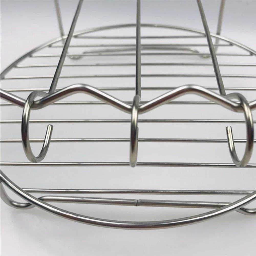 6/7/8 Inch Tray Baking Air Fryer Rack Kitchen Grill Holder Air Fryer Accessories Baking Tray Double Layer Round Barbecue Rack