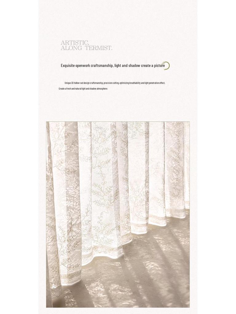 French Lace Embroidery Light-Permeable Privacy Curtains for Balcony, Bedroom, and Living Room