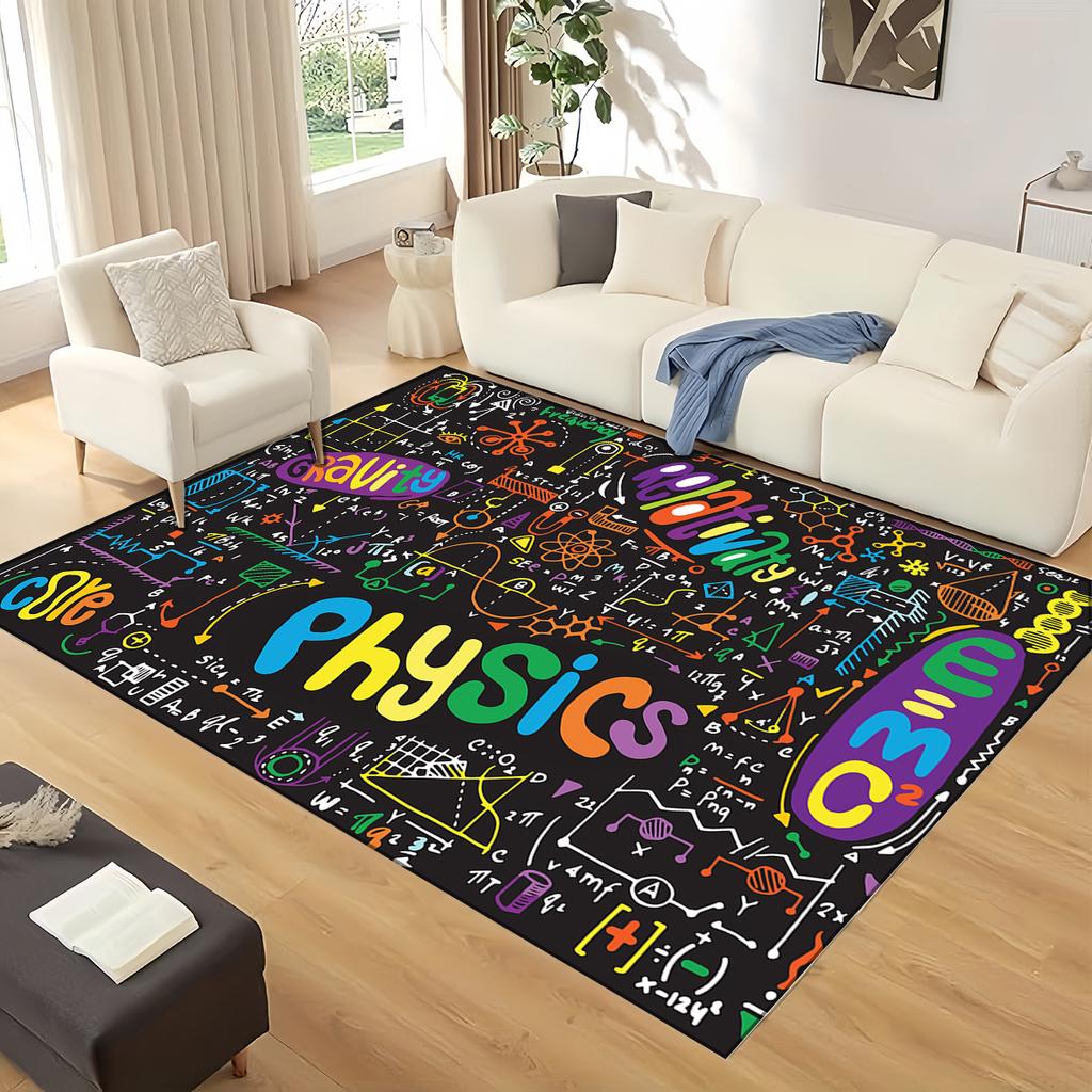 Retro Periodic Table of Elements Physics Formula Area Rug Carpet for Living Room Bedroom Home Decor,Non-slip for Sofa Doormat