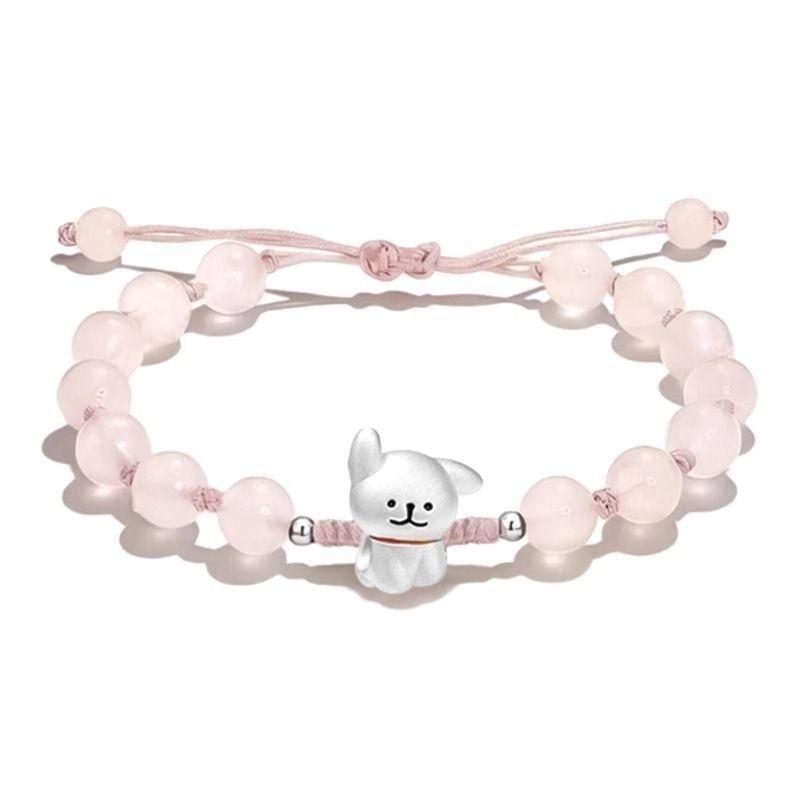 

Chinese Zodiac Dog Line Puppy Bracelet Pure Silver 999 Sterling Silver Female Hand Woven Hand Rope Couple Children s Birthday Gifts 999 silver foot line puppy powder rope bracelet