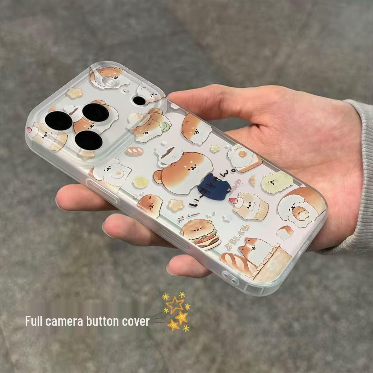 

Frosted Cute Dessert Puppy Phone Case with Camera Button for Apple 11/12/13/14/15/16/17 Apple 16
