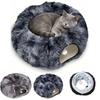 Plush Donut Cats Tunnel Bed 2 In 1 Fluffy Pet Cave Beds Withgradient Color Tunnel for Cats Kittens Dogs Guinea Pig Rabbit Gatos