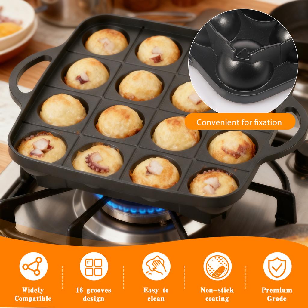 7/16 Otworów Patelnia do Gotowania Ciasta Żeliwna Patelnia do Omletów Patelnia do Takoyaki Garnek do Gotowania Śniadaniowy Patelnia do Jajek Forma do Ciasta Naczynia Kuchenne Naczynia Kuchenne