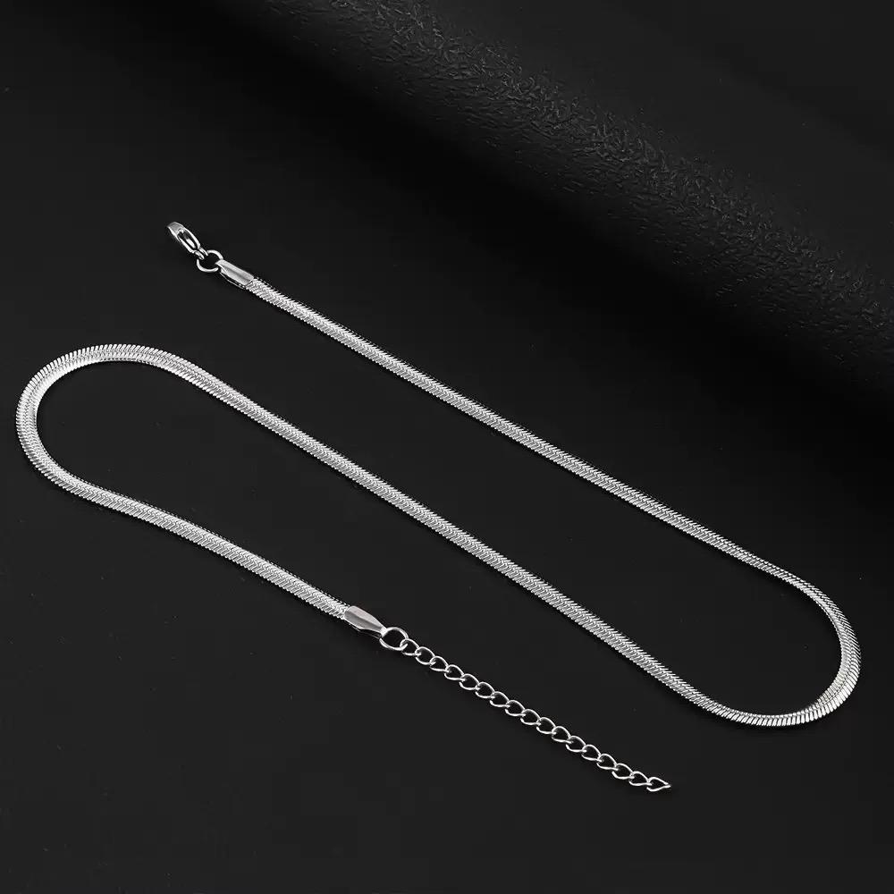 Fashion Silver Stainless Steel 4mm Soft Snake Necklace Chain Necklaces Women Jewelry