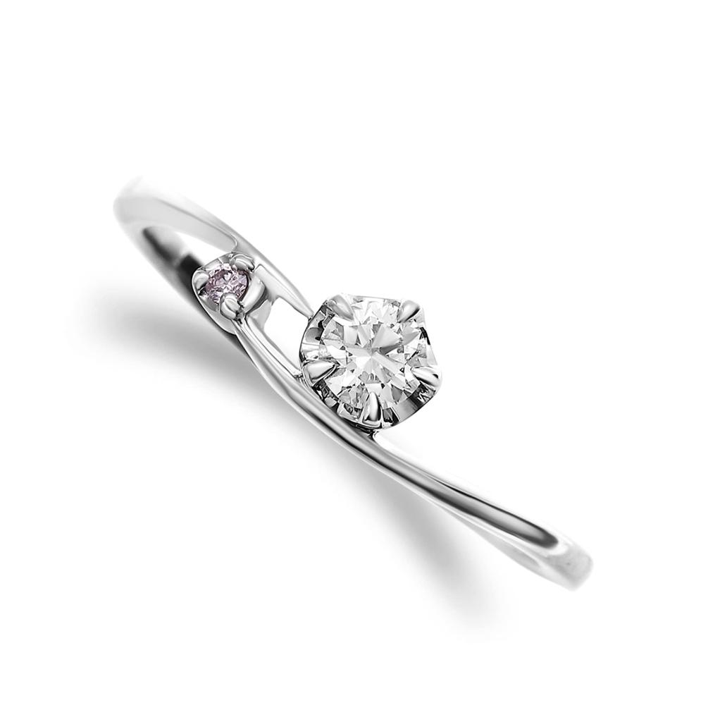 LEGAN Pink Diamond Engagement Size Up Natural Diamond Engagement Wedding Made in Japan Ring, 14, Platinum, 0.1ct Ring, Ring, Women's,