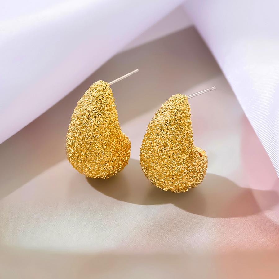 Vintage Matte Particles Water Drop Ear Cuff Earring for Women Simple Irregular Hollow Stud Earrings Jewelry for Party Gift