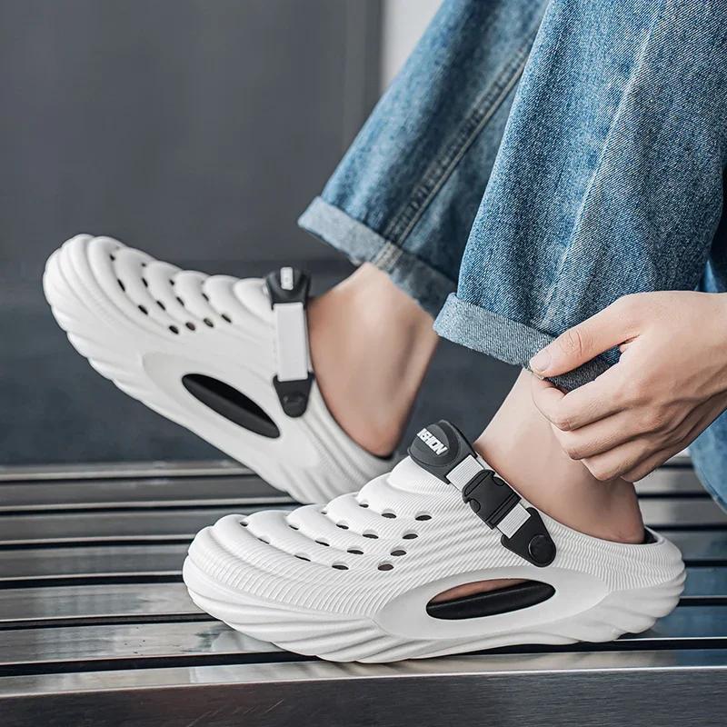 Summer Slippers for Men Driving Dual-Purpose Operating Room Baotou Clogs Soft Sole Outer Wear Home Casual Coconut Sandals
