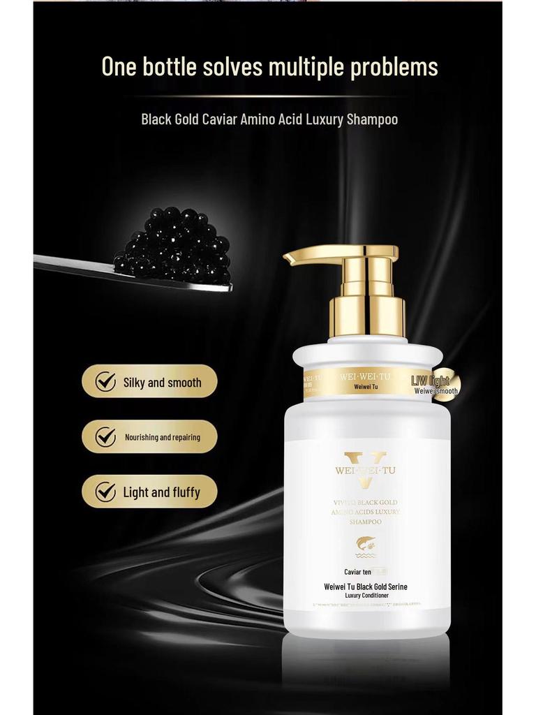 Black Gold Caviar Amino Acid Shampoo & Conditioner Set: Long-Lasting Fragrance, Nourishing, and Oil Control