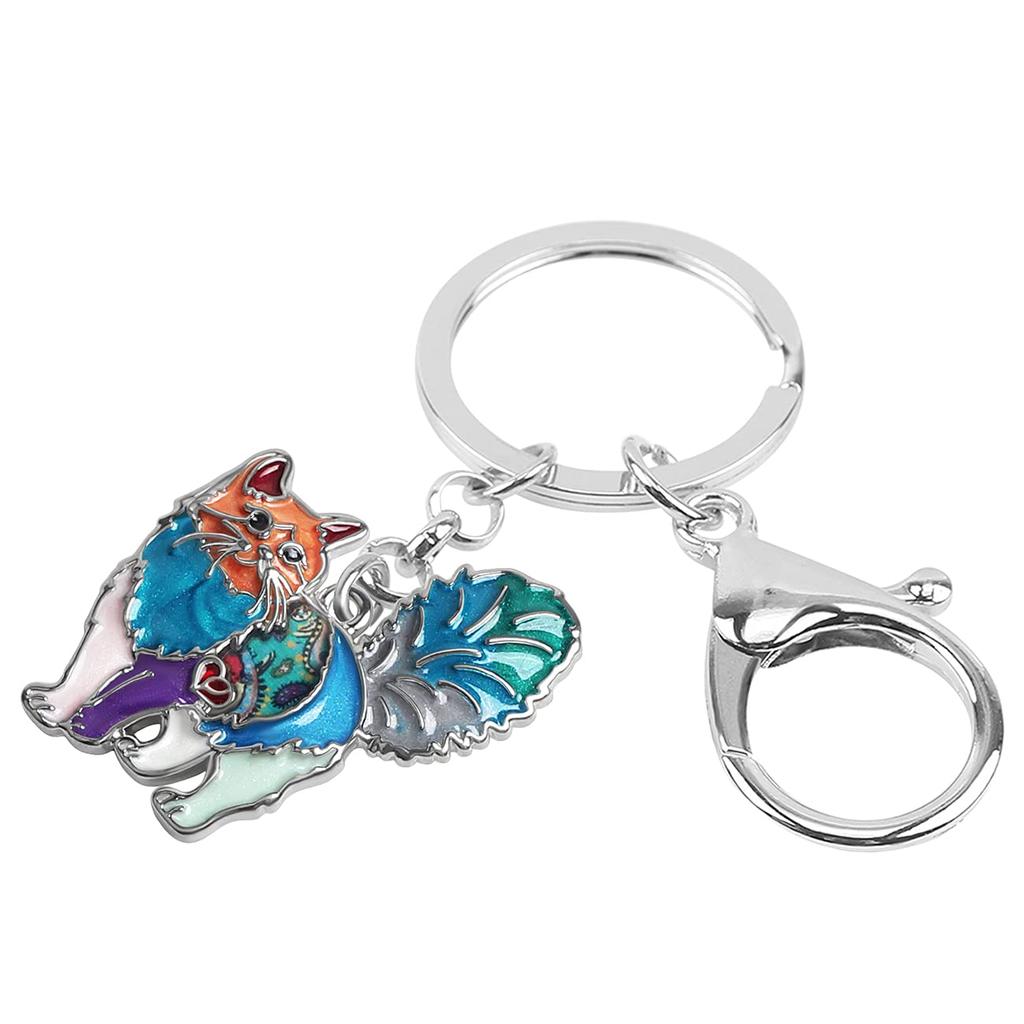 WEVENI Emaliowany Stop Uroczy Breloczek z Kotkiem Breloczek do Kluczy z Kotkiem Biżuteria dla Kobiet i Dziewcząt, Zawieszka do Torebki, Samochodu i Telefonu (Wielobarwność), Wielokolorowy, 35 mm x 30 mm