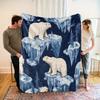 1pc Polar Bear Glacier Arctic Landscape Blanket - Soft Blue & White HD Polar Bears, All-Season Couch/Bedspread - Machine Washabl