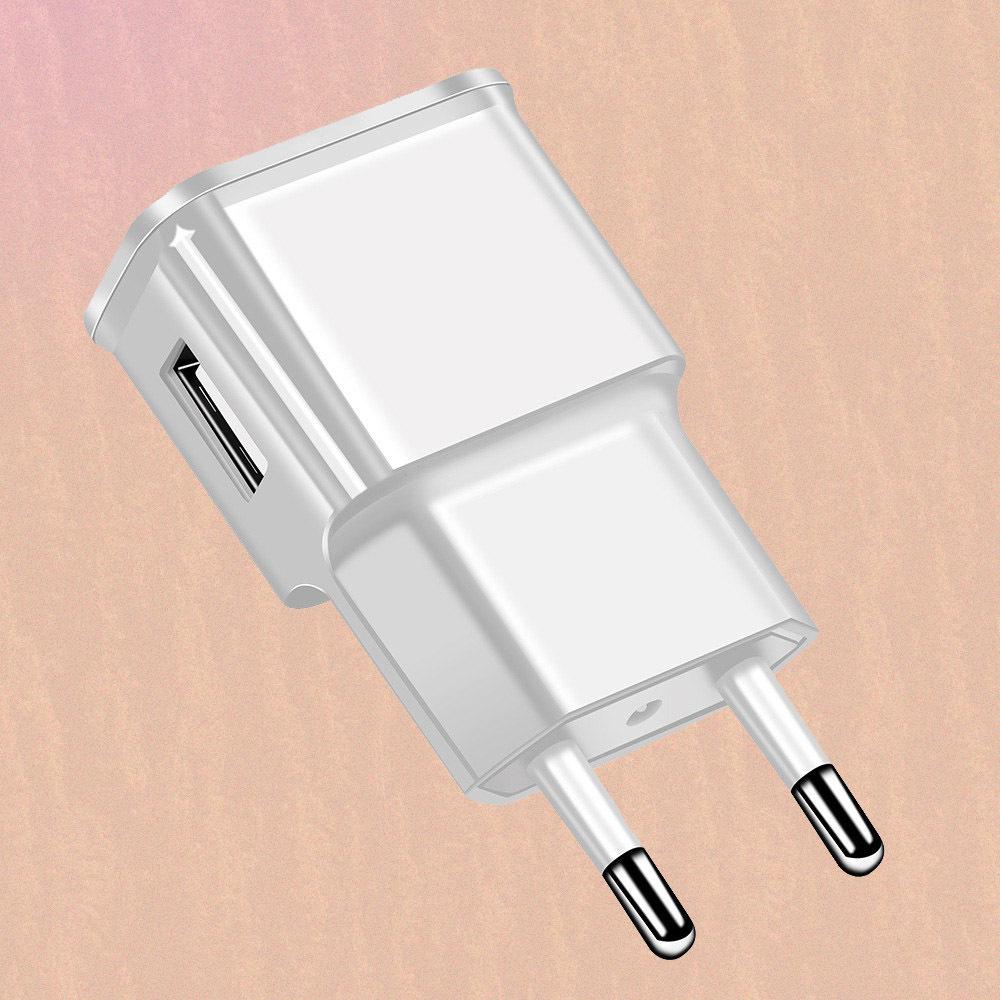 

Dual USB Charger for Apple & Android Smartphones - US & EU Compatible Travel Adapter 1A Single USB EU White