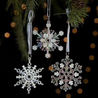Transparent Christmas Hanging Decoration Acrylic Snowflake Star Xmas Ornament Ball Shopwindow Party Supplies Xmas Baubles
