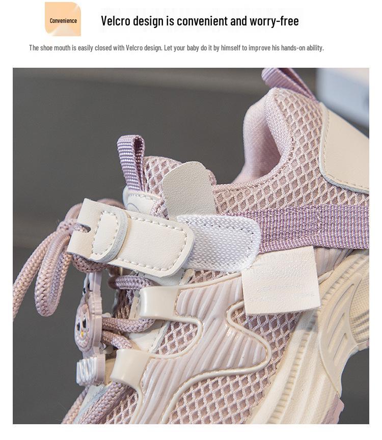 New Unisex Mesh Breathable Sports Shoes - Soft Sole Casual Dad Shoes for Older Kids, Spring & Autumn Arrivals, Princess Style