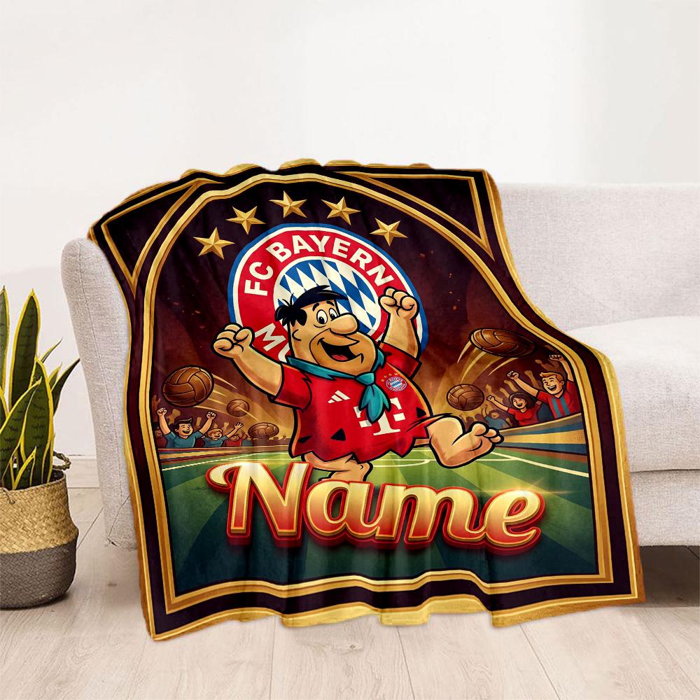 Bayern Munich Soccer Poster Personalized Text Blanket Throw Personalized Blanket Soft & Cozy Suitable for Livingroom Sofa Nap Bedding