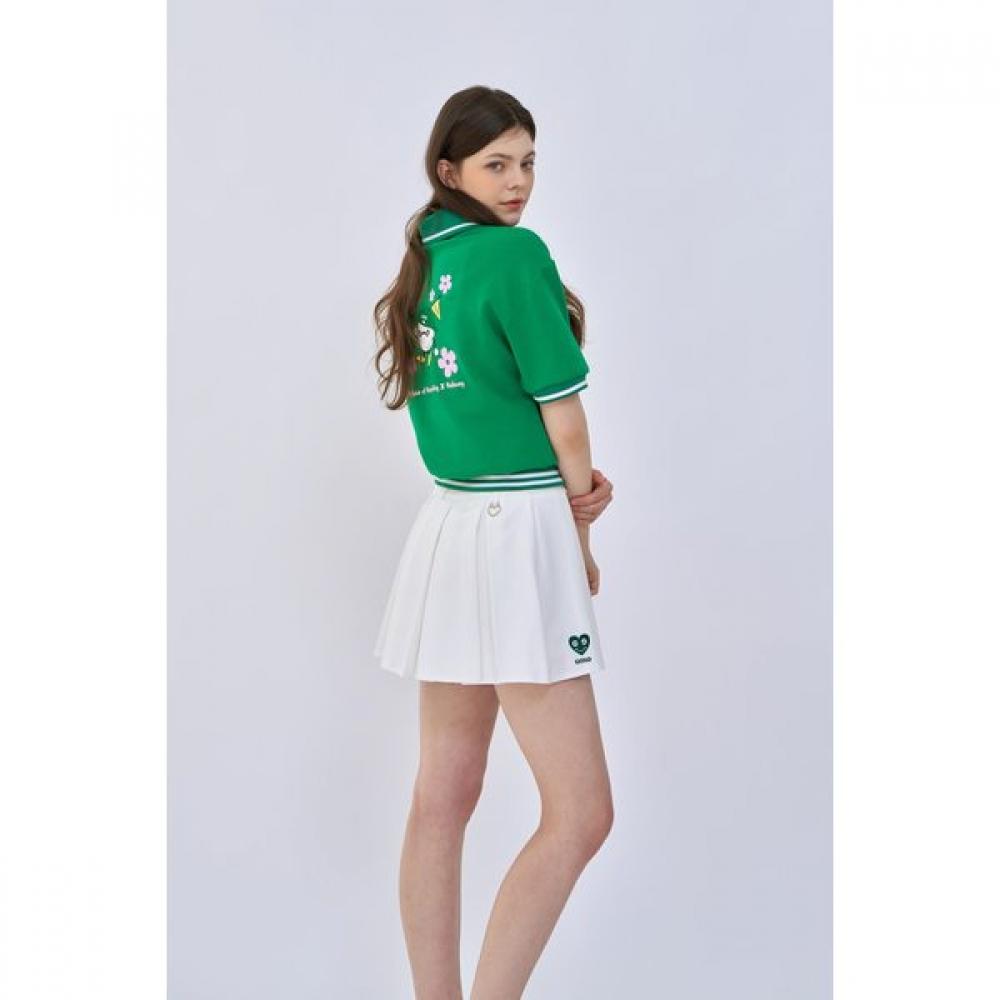 Goxo Double Pleats Skirt White Greenheart M(28-30)