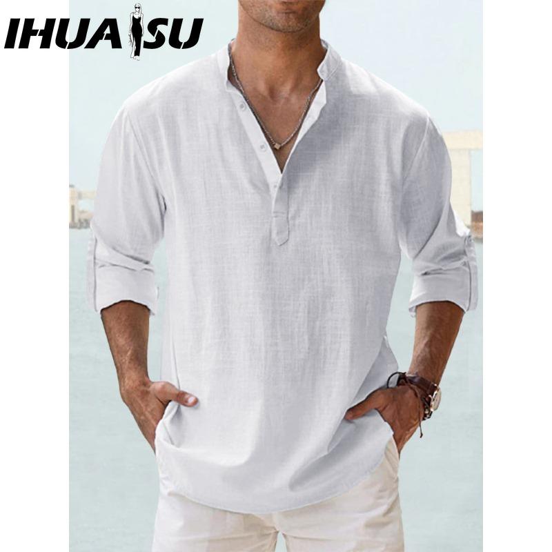 IHUASU Baumwolle Langarm T-Shirt Herrenmode Lockeres Shirt Bedrucktes Mitfühlendes Shirt