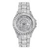 ICEDIAMOND 42mm Ice Out Baguette CZ Diamond Calendar Wristwatch Gold Plated Full Bright Zirconia Stone Round Dial Bangle Quartz Watch Men White