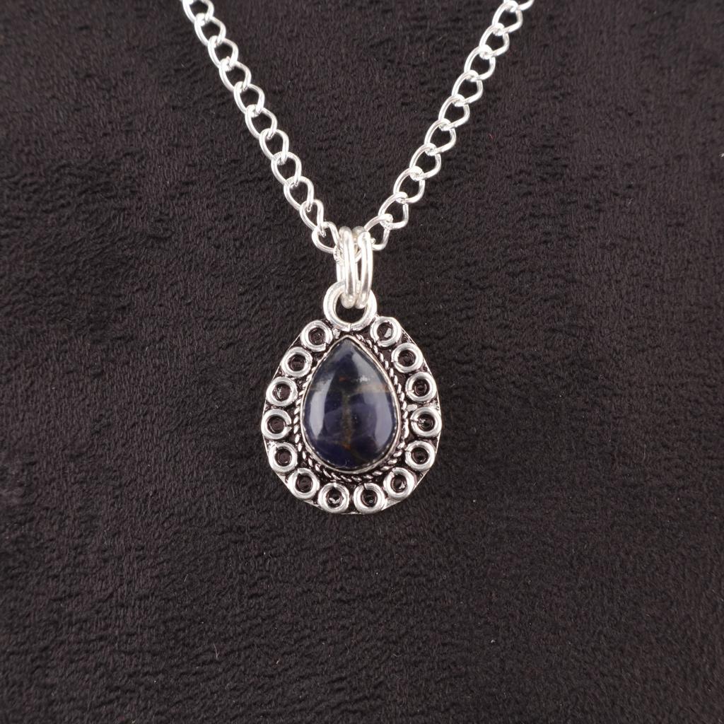 Sodalite Stone Anniversary Sisters Gift Birthday Boho Pendant Jewelry 925 Silver PP-26-29