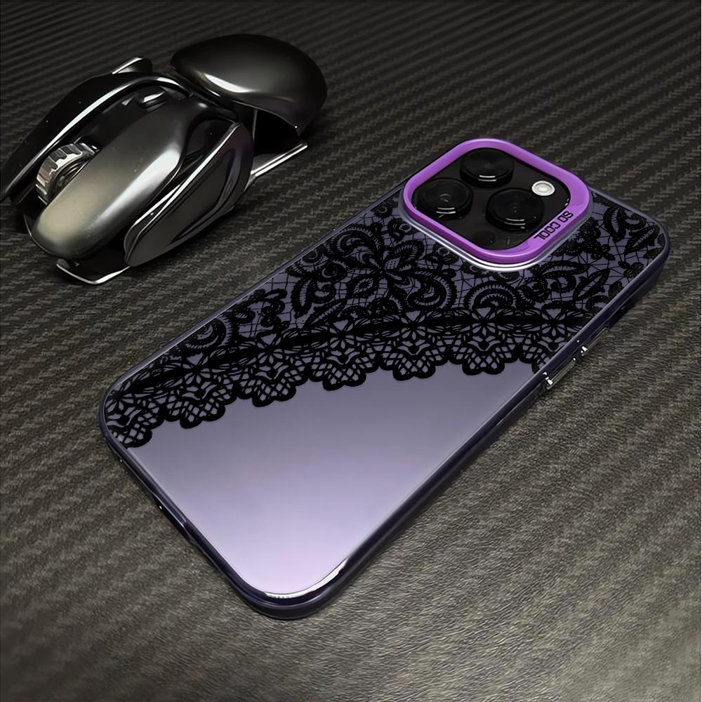 

Elegant Lace Phone Case for iPhone 17/16/15/14 Plus/13/12/11 Pro Max Matte TPU Cover Fashion Pattern Protective Shell For iPhone 11 фіолетовий