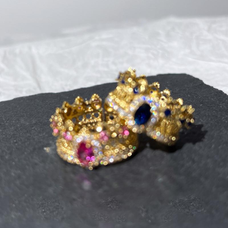 Exquisite Geometric Style Adjustable Open Ring With Colorful Zirconia Stones For Women