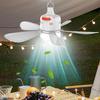 Camping Ceiling Fan Outdoor Gazebo Fan with Light and Remote Control Adjustable Speed Cooling Device for Outdoor Camping