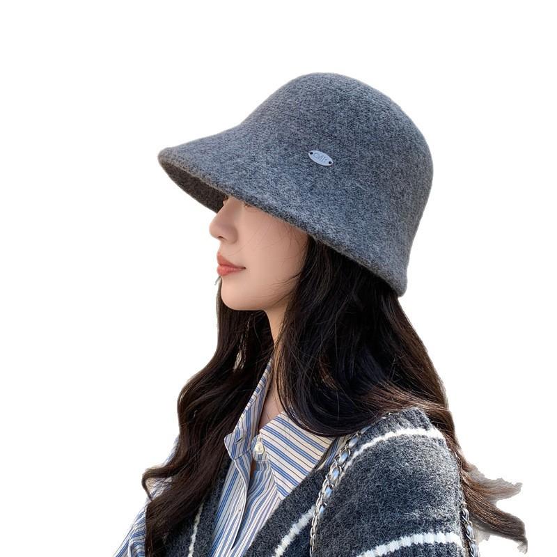 Japanese Wool Knitted Bucket Hat, Versatile In Autumn And Winter, Fashionable And Warm, Retro, Showing Small Face And Elegant Basin Hat Woman