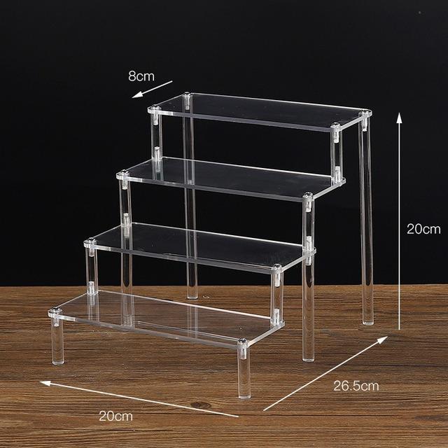 1-5 Tier Clear Acrylic Display Stand,Display Riser Shelf for Cupcake,Perfume Decoration and Organizer Amiibo Funko POP Figures