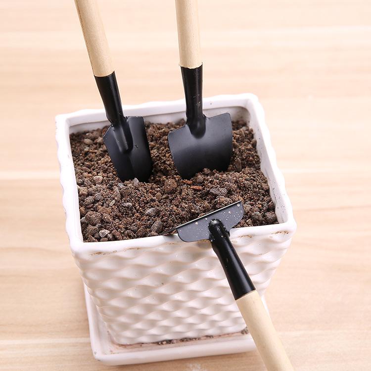 Three-Piece Gardening Tool Set: Small Hoe, Shovel, and Rake for Potted Flowers, Succulents, and Vegetables
