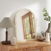 Arched Wall Mirror, Grooved Edge, Hooks, Tempered Glass, 50 x 70 cm, Beige