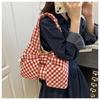 1Pc Summer Korean Retro Plaid Vest Bag Large Capacity Shoulder Bag Light Shopping Bag Versatile Canvas Bag Female Student