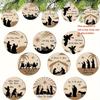 Wooden Christmas Tree Nativity Scene Hanging Tag - Thanksgiving Decoration
