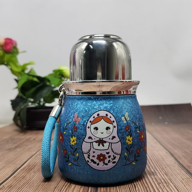 Stainless Steel Vacuum Insulated Travel Mug With Dual Lid Design Portable Water Bottle Women Outdoor Use