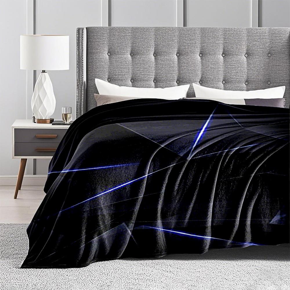 Geometric Dark Elegance Pattern Flannel blanket for bedroom, living room, sofa, and nap